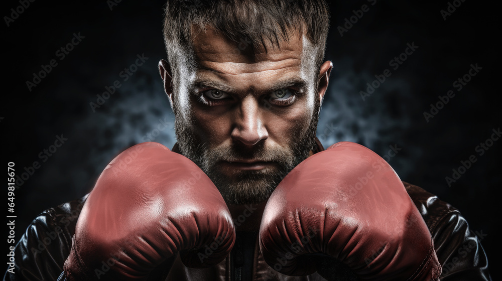 dramatic portrait of a boxer. Generative AI