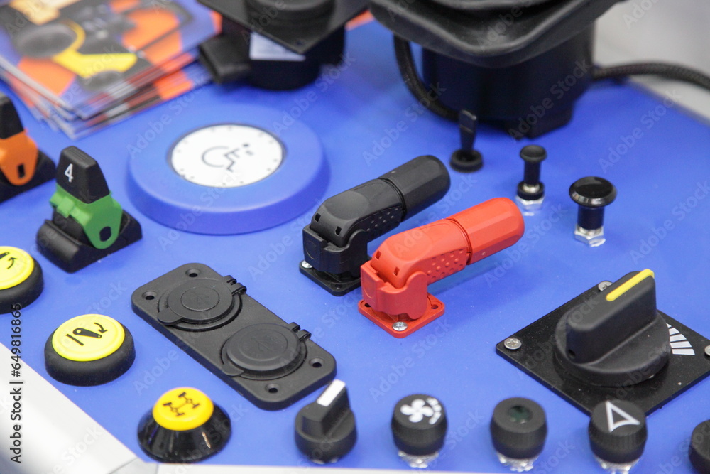 Forklift control panel elements equipment with Charge connectors switch