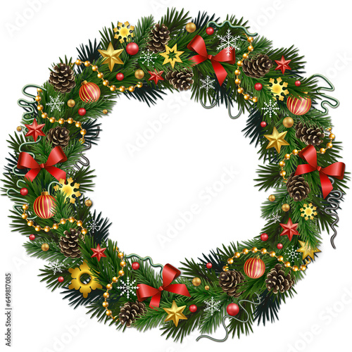 christmas wreath isolated on transparent or white background, png