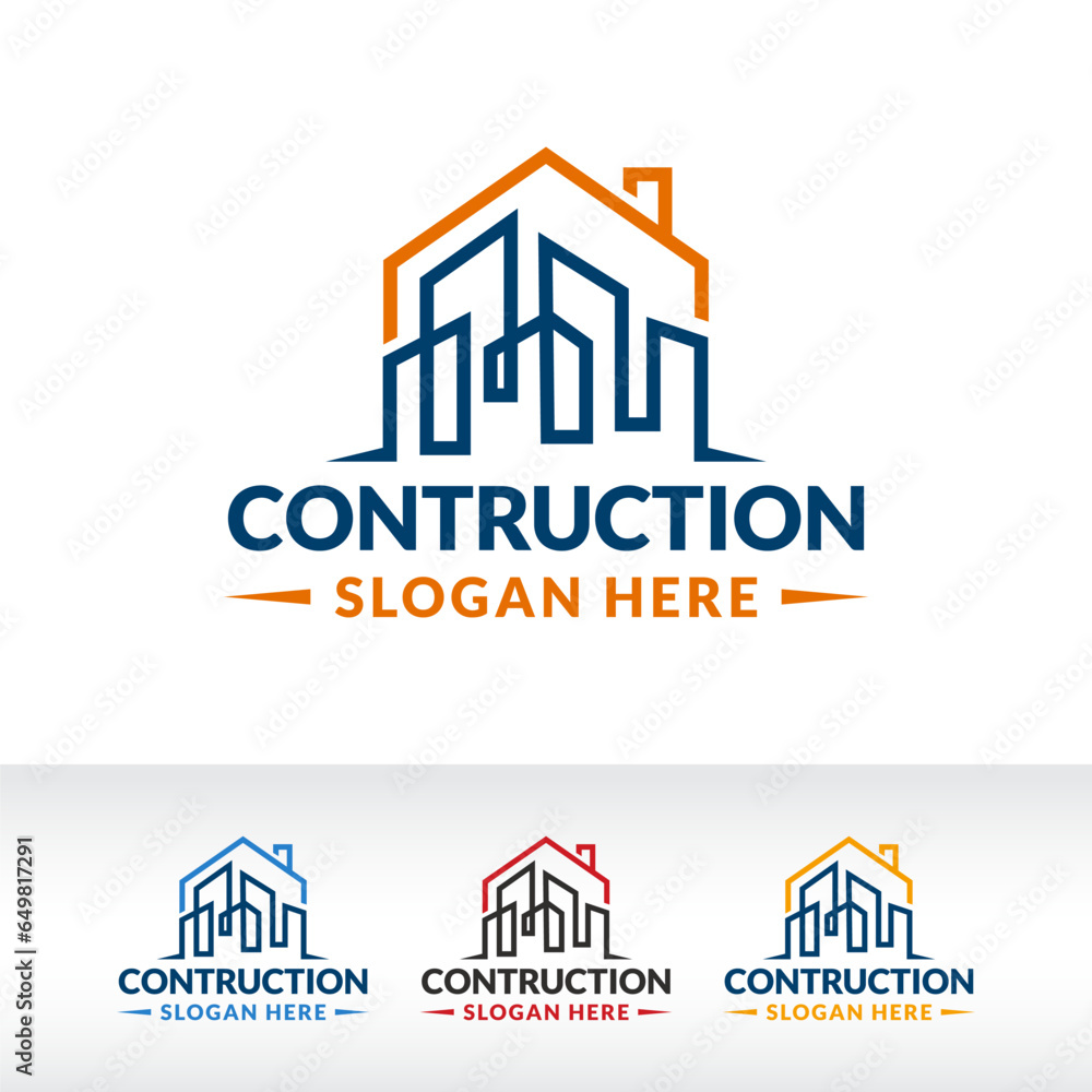 contraction building logo concept logo design vector