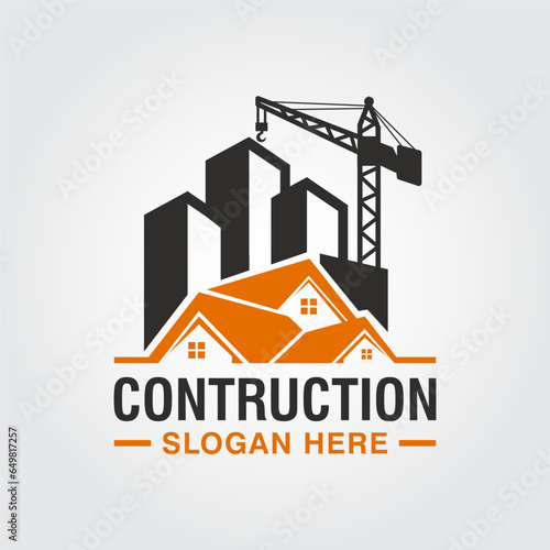house home contraction building logo design vector