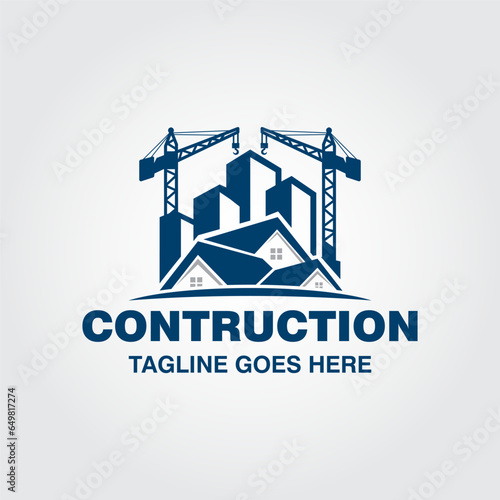 house home contraction building logo design vector