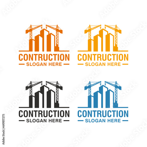 contraction building logo concept logo design vector