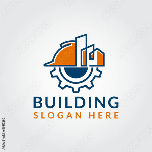 contraction building logo concept logo design vector
