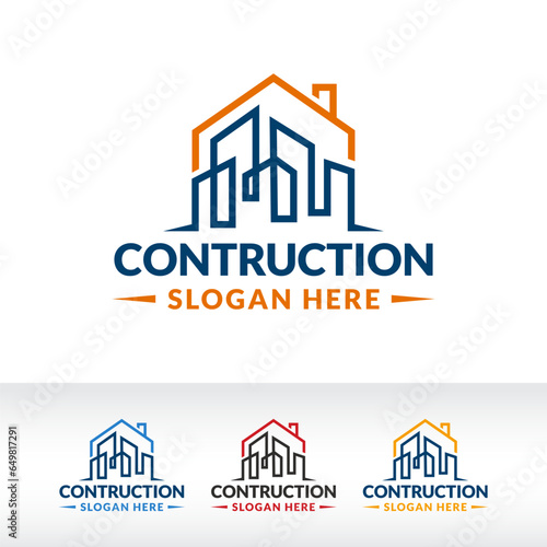 contraction building logo concept logo design vector