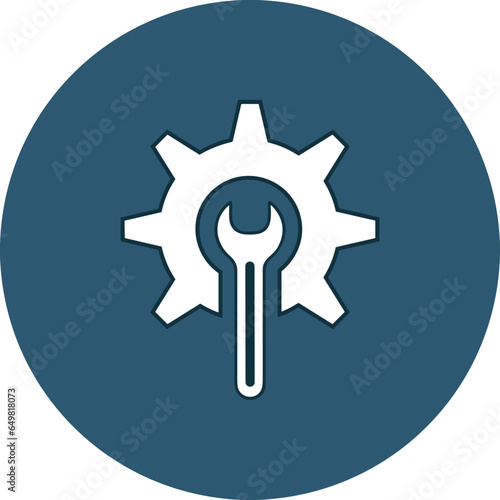 Fototapeta Naklejka Na Ścianę i Meble -  Gear setting symbol icon vector image. Illustration of the industrial wheel mechine mechanism design image