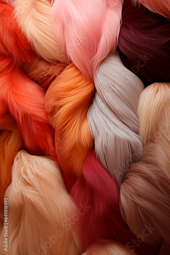 Large pile of red and brown yarns. AI generative