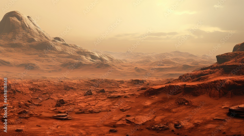 mountain mars highlands rugged illustration ground rock, sand surface, red scenery mountain mars highlands rugged