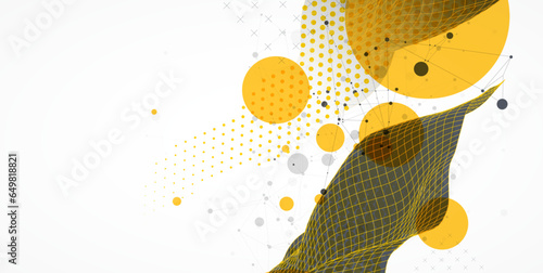 The abstract wave is made in a frame style. Hflftone Template for science and technology presentation.