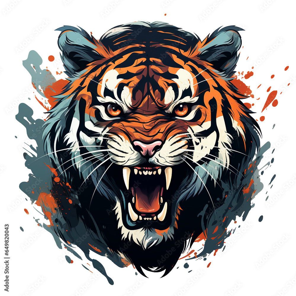 Fototapeta Tiger head mascot isolated on transparent background