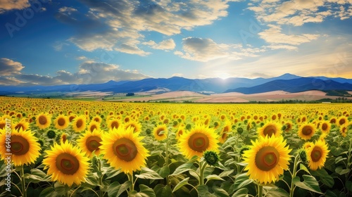 nature countryside sunflower fields illustration sun agriculture  field landscape  green rural nature countryside sunflower fields