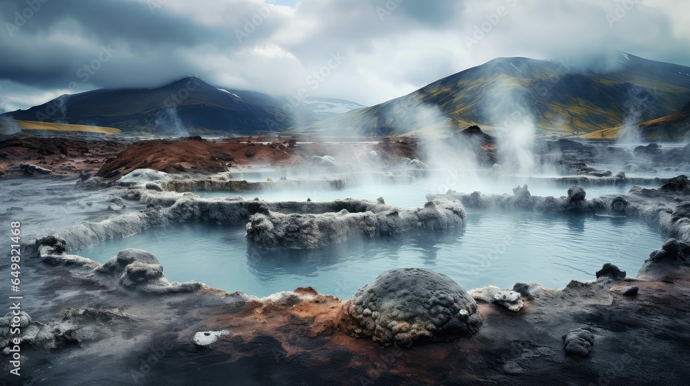 natural volcanic hot springs illustration spring tourism, mineral landscape, geology spa natural volcanic hot springs 54