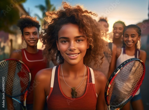 A group of teenage tennis players