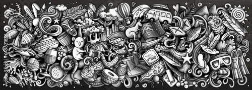 Australian culture doodle cartoon funny banner