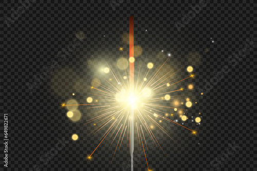 	
Magical light. Sparkler. Candle sparkling on the background. Realistic vector light effect. Winter, seasonal christmas decoration illustration.	

