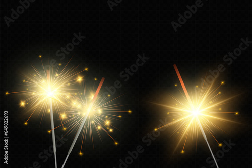	
Magical light. Sparkler. Candle sparkling on the background. Realistic vector light effect. Winter, seasonal christmas decoration illustration.	
