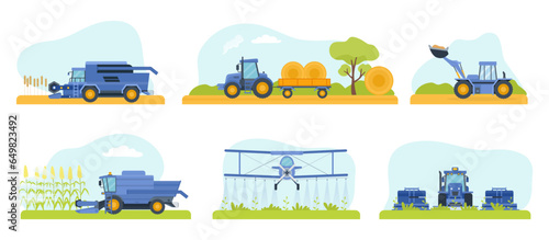Flat agricultural machinery, harvester and watering plane