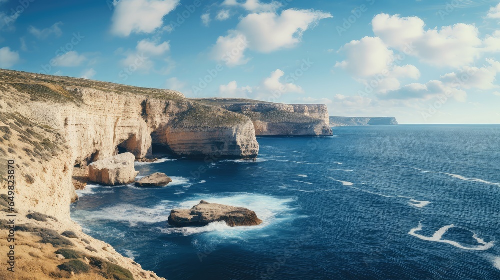 landscape maltese cliffs dramatic illustration sea rock, mediterranean water, sky travel landscape maltese cliffs dramatic