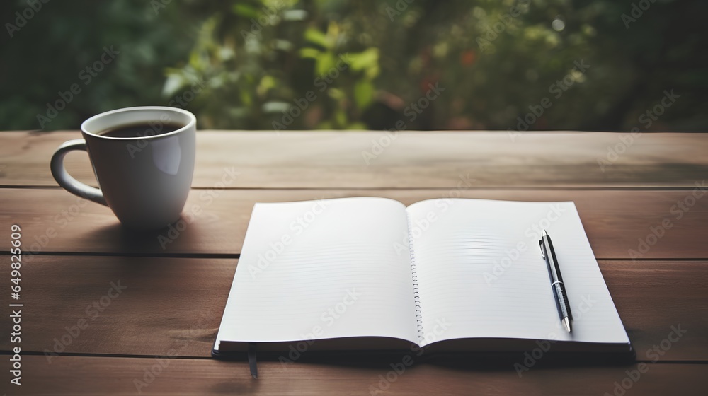 Concept of journaling, an opened notebook with blank pages ready to be filled with thoughts and ideas. The notebook is set in a serene and peaceful atmosphere, inviting creativity and introspection. Concept of journaling, an opened notebook with blank pages ready to be filled with thoughts and ideas. The notebook is set in a serene and peaceful atmosphere, inviting creativity and introspection.