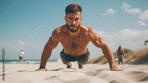 handsome man with sixpack body workout ai generated 