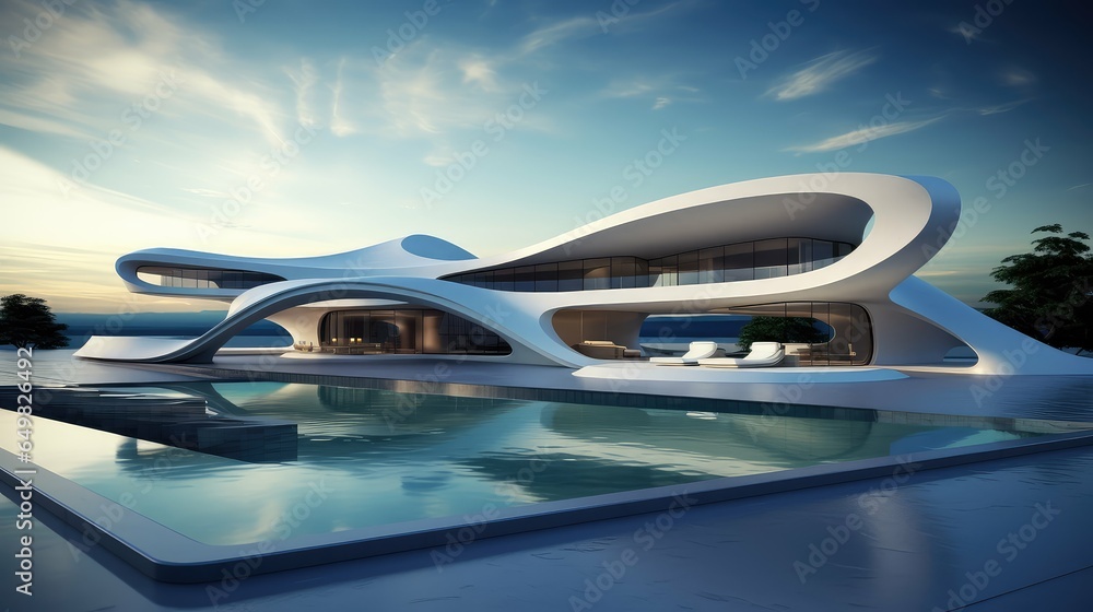 Obraz premium design modern architecture cutting illustration house home, exterior wood, cut luxury design modern architecture cutting