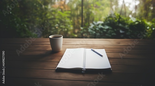 A beautifully arranged concept of journaling, featuring a neatly opened notebook with blank pages ready for writing. Serene and inviting atmosphere for personal reflection and creativity.