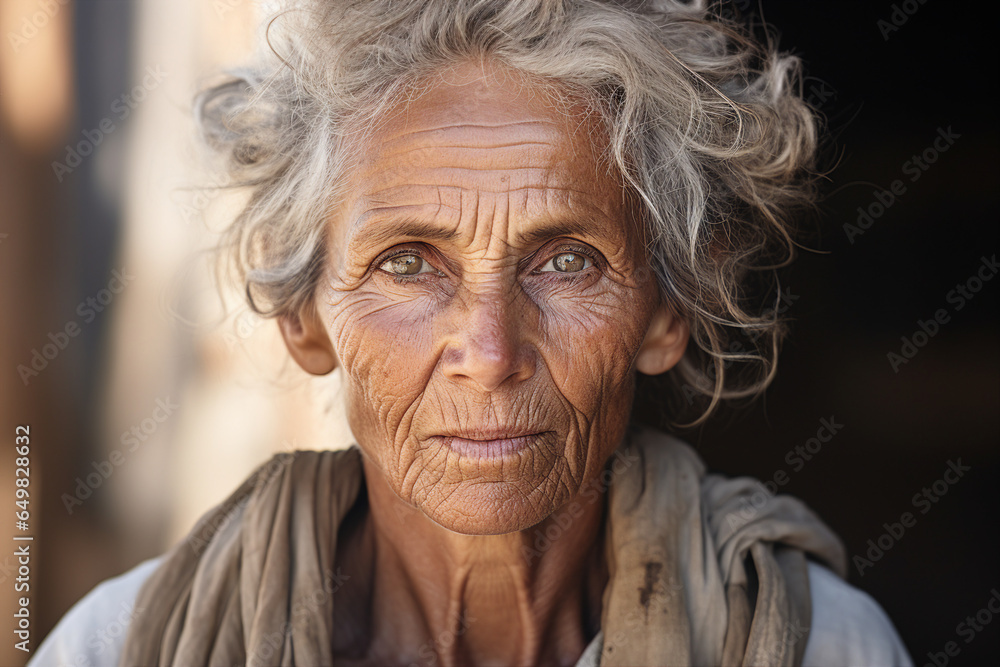 Close up photography capture of melancholy old beautiful woman generated AI modern technology