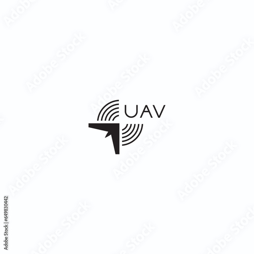 
  Drone, UAV shop logo, poster. Drone icons set. Collection of 4 drone's isolated on white background. Vector illustration