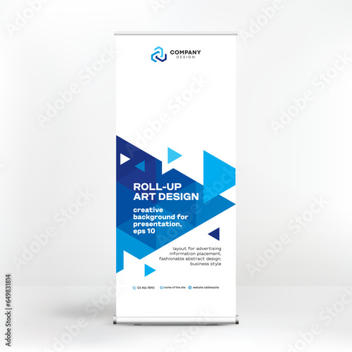 Geometric design, roll-up, creative background, template for photo and text placement, presentations