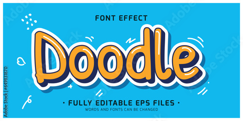 Doodle kawaii cute editable vector text effect