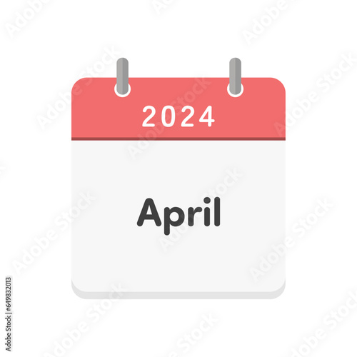 Simple calendar icon with the letters 2024 and April - English calendar for April 2024