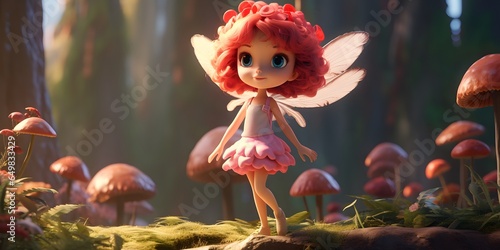 Cute Cartoon Fairy on a Birch