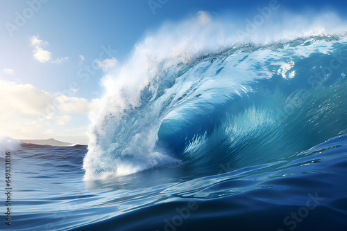 Wave crest at sunset. The perfect place to surf in Hawaii. The concept of attracting tourists to Hawaii. 3d rendering