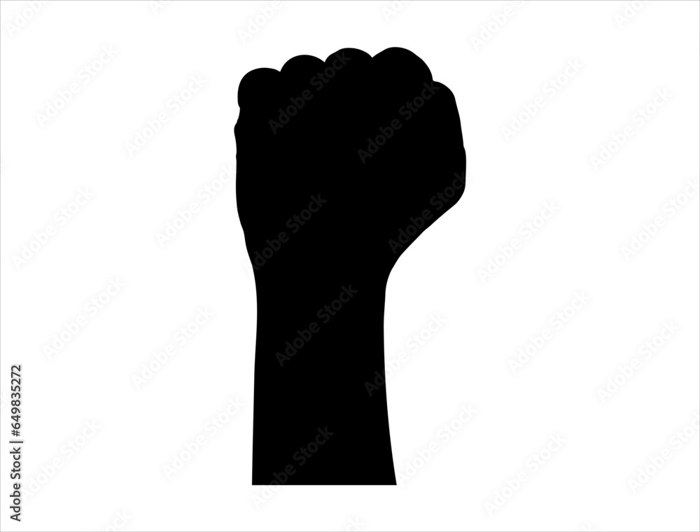 Fist silhouette vector art white background Fist silhouette vector art white background