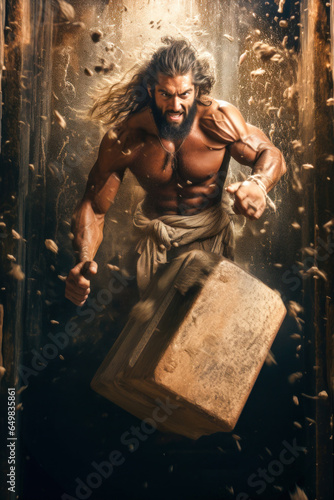 Samson the biblical hero with superhuman strength who freed Gods people from the Philistines Generative AI Illustration photo