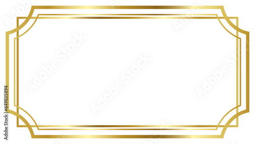 Luxury Golden Rectangle Certificate Border Pattern Line Photo Frame Islamic Wedding Invitation Background 