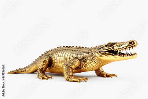gold crocodile on a white background © Paula