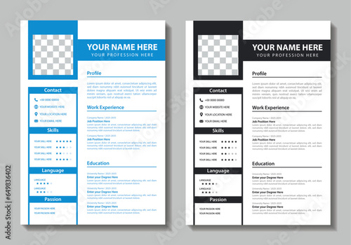 Clean Modern Resume and Cover Letter Layout Vector Template for Business Job Applications, Minimalist resume cv template, Resume design template, cv design, multipurpose resume design minimal Design