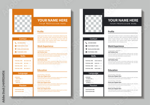 Clean Modern Resume and Cover Letter Layout Vector Template for Business Job Applications, Minimalist resume cv template, Resume design template, cv design, multipurpose resume design minimal Design