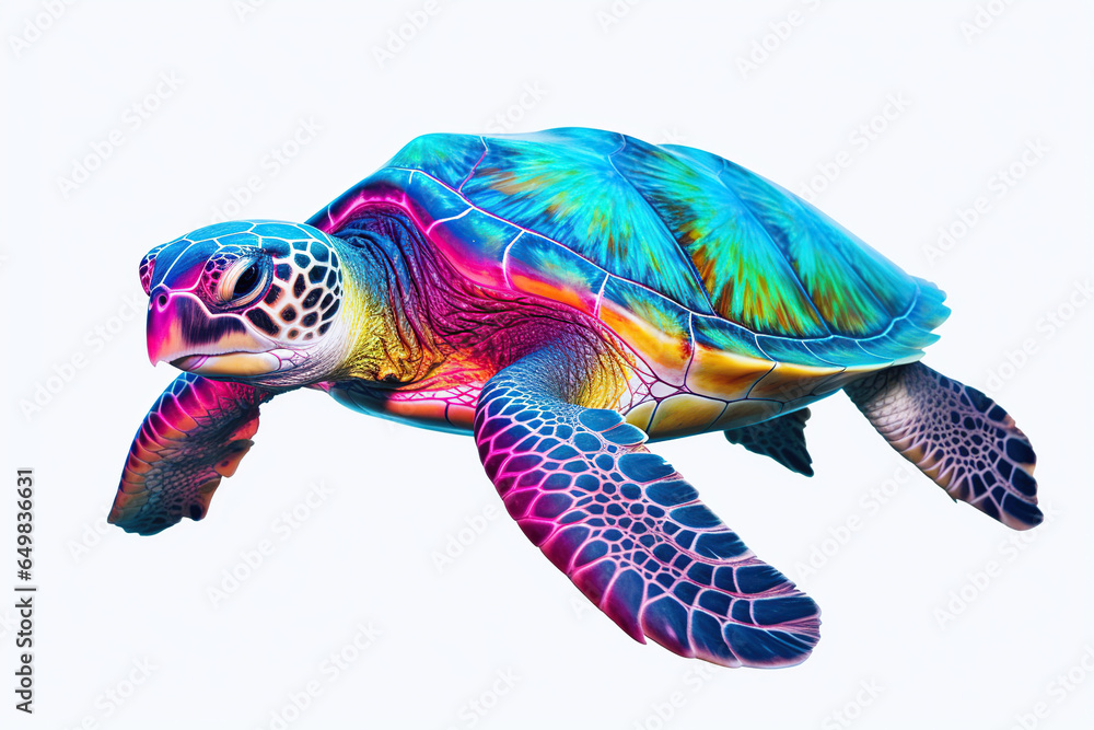 Fototapeta premium holographic turtle on a white background