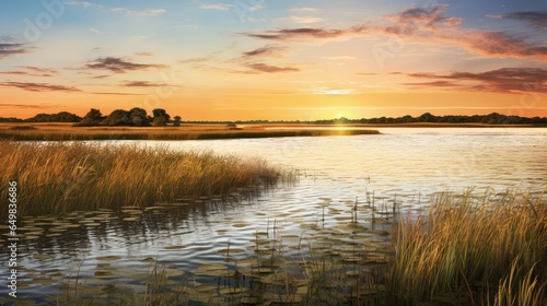 Fototapeta Naklejka Na Ścianę i Meble -  lake minnesota prairie lakes illustration travel eden, landscape sky, suntourism grass lake minnesota prairie lakes