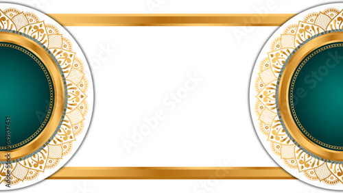 Elegant modern blank blue gold graduation certificate border frame islamic mandala clipart photo