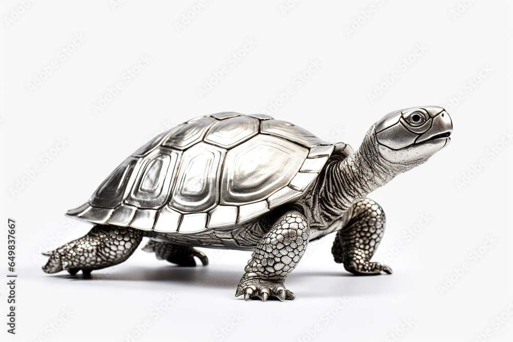 Obraz premium silver turtle on a white background