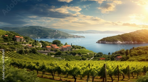 nature croatian island vineyards illustration wine green, plant grape, agriculture vineyard nature croatian island vineyards