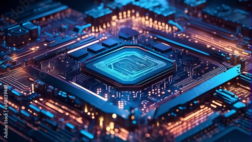 Futuristic server Abstract background circuit board processor photo