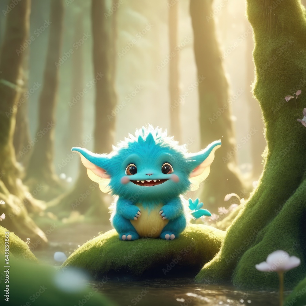 Generative AI, cute little dragon monster, cute little monster, adorable baby monster. cute little 3d monster, Adorable tiny monsters, Cute monsters, cute little monsters in the beautiful forest Generative AI, cute little dragon monster, cute little monster, adorable baby monster. cute little 3d monster, Adorable tiny monsters, Cute monsters, cute little monsters in the beautiful forest