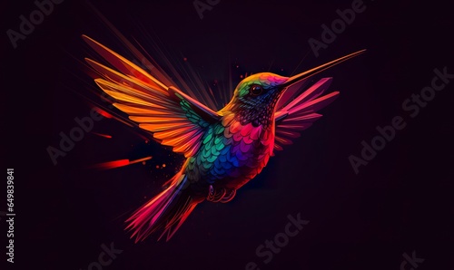 hummingbird logo with multiple colors flying through the air.. © MstHafija