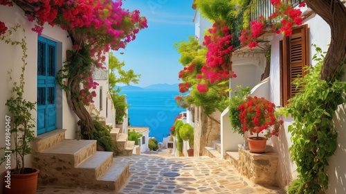 Fototapeta Naklejka Na Ścianę i Meble -  village mediterranean villages charming illustration travel house, building architecture, street home village mediterranean villages charming