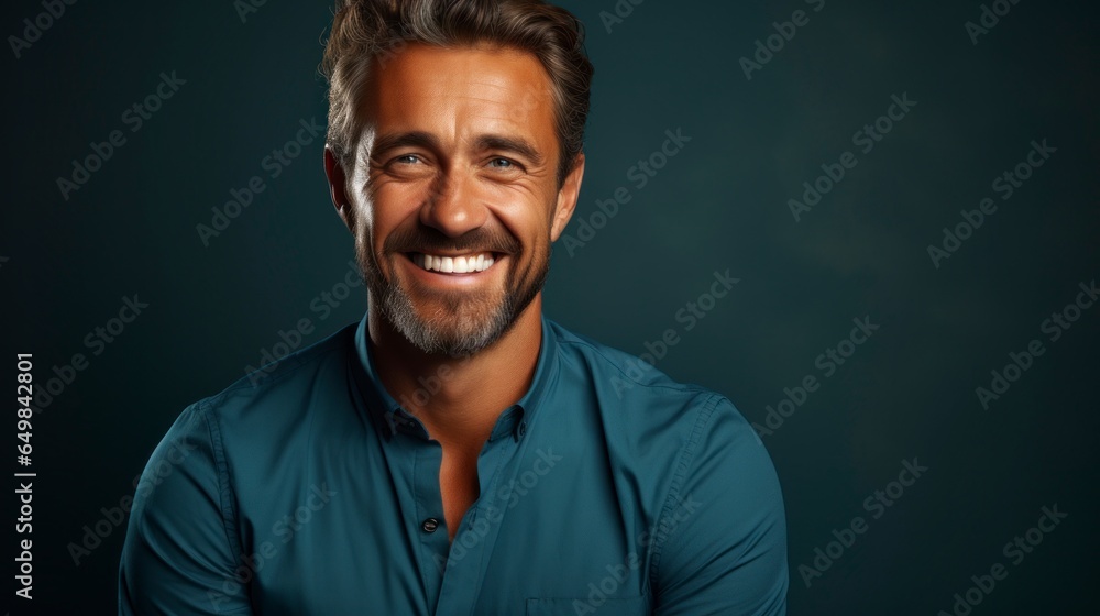 Friendly happy man looking to camera. Friendly happy man looking to camera.