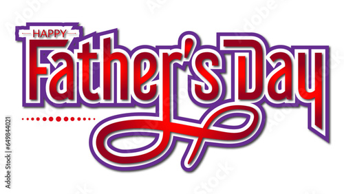 Happy fathers day red heart typography clipart